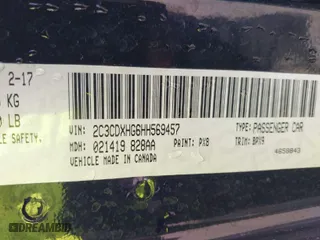 2017 Dodge Charger SXT with VIN 2C3CDXHG6HH569457, listed as a IAAI auction lot 41591590 with NaN miles. Bid and sale history available at carsss.com. Image 8.