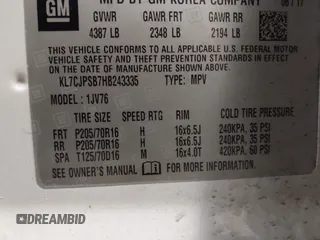 2017 Chevrolet Trax LT with VIN KL7CJPSB7HB243335, listed as a IAAI auction lot 41705724 with 85,309 mi miles. Bid and sale history available at carsss.com. Image 9.