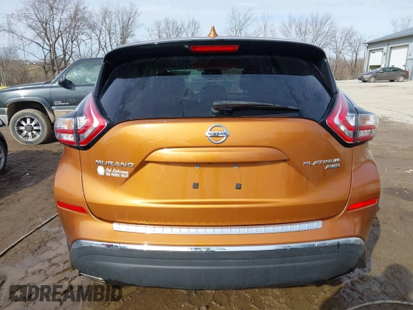 2017 Nissan Murano S with VIN 5N1AZ2MH6HN103570, listed as a IAAI auction lot 41534592 with 104,057 mi miles and . Bid and sale history available at DreamBid. Image 16.