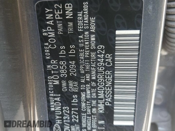 2024 Hyundai Elantra SEL с VIN KMHLM4DG9RU694429, выставлен на аукционе Copart как лот 60974725 с пробегом 32 230 миль миль и Списание • Salvage title. История ставок и продаж доступна на DreamBid. Изображение 12.