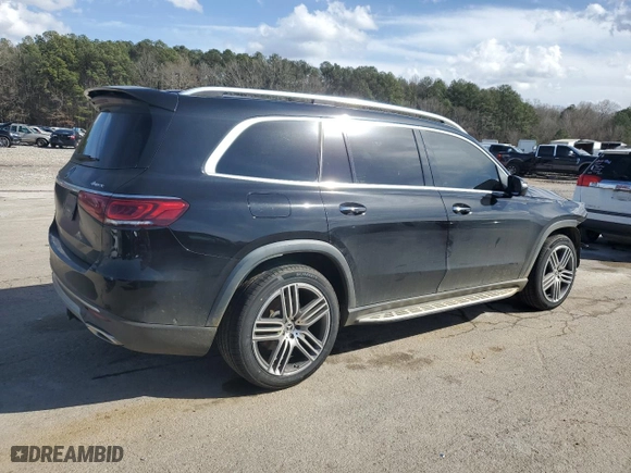2021 Mercedes-Benz GLS with VIN 4JGFF5KE2MA468595, listed as a Copart auction lot 43468545 with 93,948 mi miles and Salvage Title. Bid and sale history available at carsss.com. Image 3.