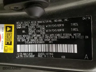 2014 Toyota Highlander XLE with VIN 5TDJKRFH1ES038809, listed as a Copart auction lot 54033525 with 115,730 mi miles and Salvage Title. Bid and sale history available at carsss.com. Image 13.