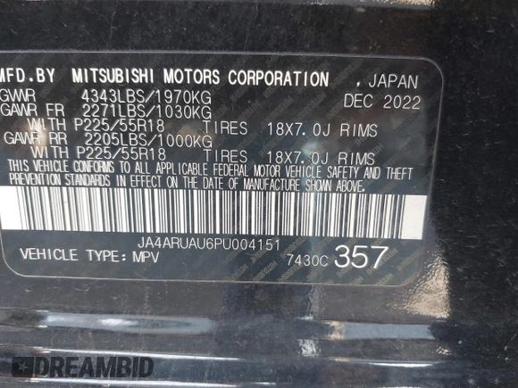 2023 Mitsubishi Outlander ES z VIN JA4ARUAU6PU004151, wystawiony jako IAAI lot #41739579 z przebiegiem 39 948 mil mil oraz . Historia ofert i sprzedaży dostępna na DreamBid. Obrazek 9.
