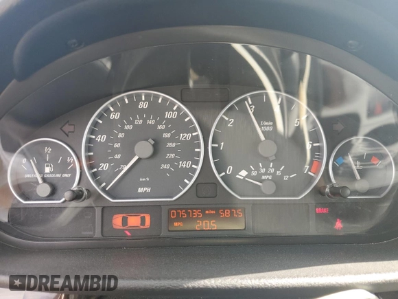 2004 BMW 3 Series 330Ci with VIN WBABW53434PJ95105, listed as a Copart auction lot 60724975 with 75,735 mi miles and Salvage title. Bid and sale history available at DreamBid. Image 9.