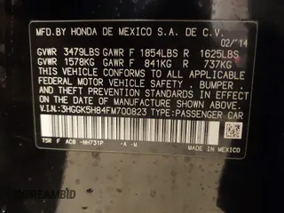 2015 Honda Fit EX-L with VIN 3HGGK5H84FM700823, listed as a IAAI auction lot 41488377 with 116,988 mi miles. Bid and sale history available at carsss.com. Image 9.