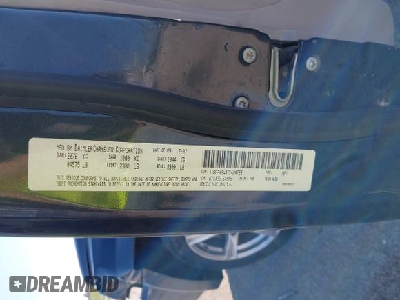2007 Jeep Patriot Limited с VIN 1J8FF48W47D424723, выставлен на аукционе IAAI как лот 42266863 с пробегом 187 705 миль миль и . История ставок и продаж доступна на DreamBid. Изображение 9.