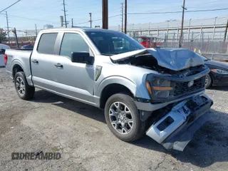 2024 Ford F-150 STX with VIN 1FTEW2LP4RKD24322, listed as a IAAI auction lot 41849417 with 7,199 mi miles and . Bid and sale history available at carsss.com. Image 1.