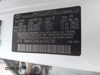 2010 Hyundai Santa Fe GLS z VIN 5NMSG3AB1AH346758, wystawiony jako IAAI lot #42352850 z przebiegiem 179 664 mil mil oraz . Historia ofert i sprzedaży dostępna na DreamBid. Obrazek 9.