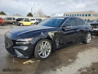 2022 Genesis G70 2.0T with VIN KMTG34TA3NU098458, listed as a Copart auction lot 87091144 with 19,802 mi miles and Salvage Title. Bid and sale history available at carsss.com. Image 1.