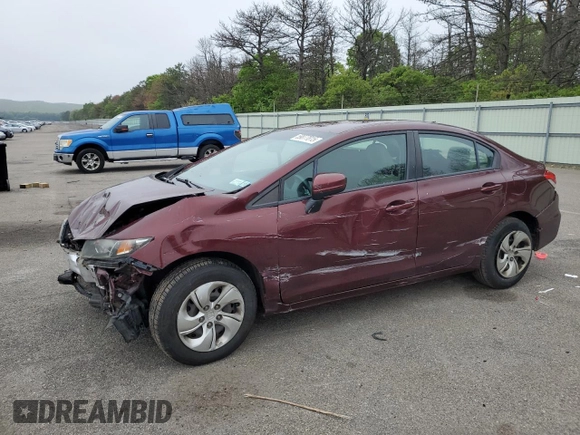 2015 Honda Civic LX with VIN 19XFB2F55FE277908, listed as a Copart auction lot 59077815 with 115,365 mi miles and Salvage title. Bid and sale history available at DreamBid. Image 1.