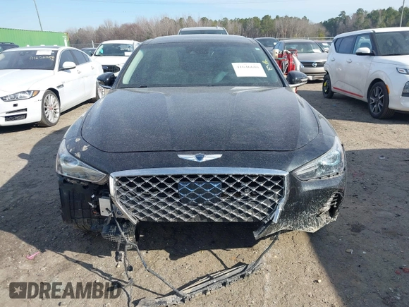 2021 Genesis G70 3.3T with VIN KMTG74LE8MU071424, listed as a IAAI auction lot 41646686 with 23,487 mi miles. Bid and sale history available at carsss.com. Image 12.