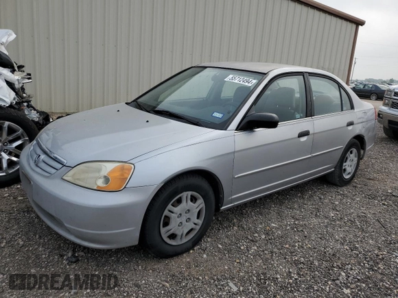 2001 Honda Civic LX with VIN JHMES16551S010763, listed as a Copart auction lot 55712494 with 91,055 mi miles and Clean Title. Bid and sale history available at carsss.com. Image 1.