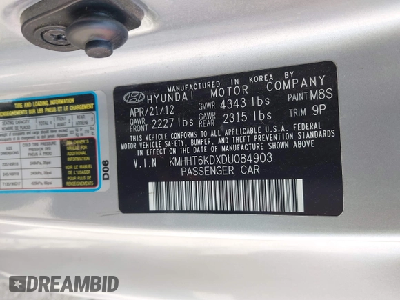 2013 Hyundai Genesis Coupe Premium с VIN KMHHT6KDXDU084903, выставлен на аукционе IAAI как лот 42180404 с пробегом 117 142 миль миль и . История ставок и продаж доступна на DreamBid. Изображение 9.