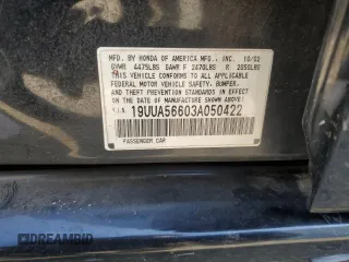 2003 Acura TL with VIN 19UUA56603A050422, listed as a Copart auction lot 68281254 with 258,466 mi miles and Salvage Title. Bid and sale history available at carsss.com. Image 13.