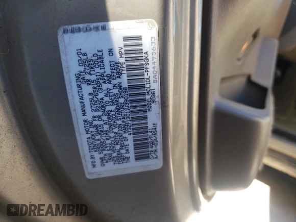 2001 Toyota Sienna LE with VIN 4T3ZF13C11U390198, listed as a Copart auction lot 76785094 with 200,803 mi miles and Salvage Title. Bid and sale history available at carsss.com. Image 15.