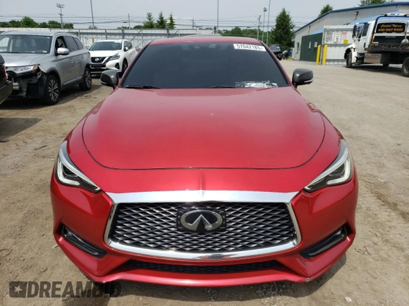 2017 Infiniti Q60 Red Sport 400 with VIN JN1FV7EK9HM610355, listed as a Copart auction lot 57042185 with 54,581 mi miles and Salvage title. Bid and sale history available at DreamBid. Image 5.