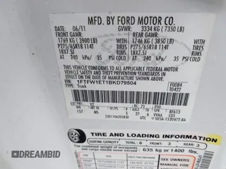 2011 Ford F-150 XLT with VIN 1FTFW1ET1BKD79504, listed as a IAAI auction lot 42307381 with 167,695 mi miles and . Bid and sale history available at DreamBid. Image 9.