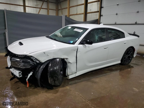2023 Dodge Charger GT with VIN 2C3CDXHG3PH607144, listed as a Copart auction lot 53282815 with 53,749 mi miles and Salvage Title. Bid and sale history available at carsss.com. Image 1.