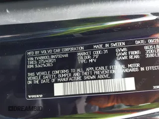 2022 Volvo XC90 Inscription с VIN YV4BR0CL8N1792448, выставлен на аукционе IAAI как лот 42255356 с пробегом 46 580 миль миль и . История ставок и продаж доступна на DreamBid. Изображение 9.