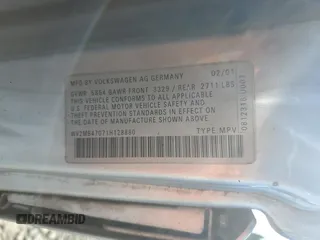 2001 Volkswagen EuroVan MV с VIN WV2MB47071H128880, выставлен на аукционе Copart как лот 48175195 с пробегом 182 488 миль миль и Чистый • Clean title. История ставок и продаж доступна на DreamBid. Изображение 13.