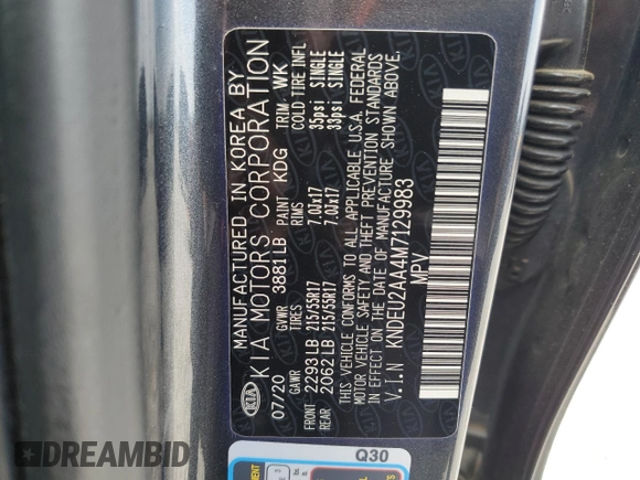 2021 Kia Seltos S with VIN KNDEU2AA4M7129983, listed as a Copart auction lot 55466665 with 65,209 mi miles and Salvage Title. Bid and sale history available at DreamBid. Image 13.