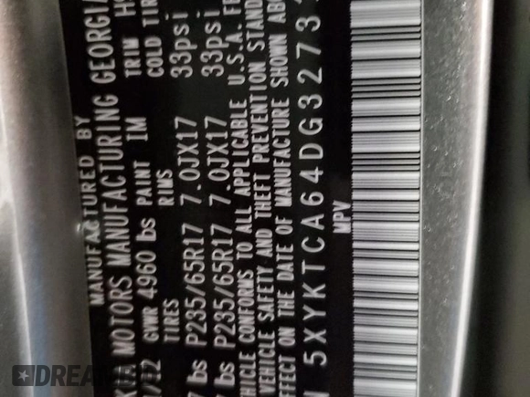 2013 Kia Sorento LX with VIN 5XYKTCA64DG327313, listed as a Copart auction lot 52108515 with 147,762 mi miles and Salvage Title. Bid and sale history available at carsss.com. Image 14.