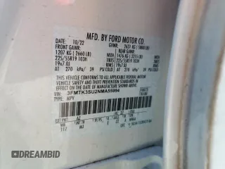 2022 Ford Mustang Mach-E Premium z VIN 3FMTK3SU2NMA55994, wystawiony jako Copart lot #78926914 z przebiegiem Nie podano mil oraz Szkoda całkowita • Salvage title. Historia ofert i sprzedaży dostępna na DreamBid. Obrazek 15.