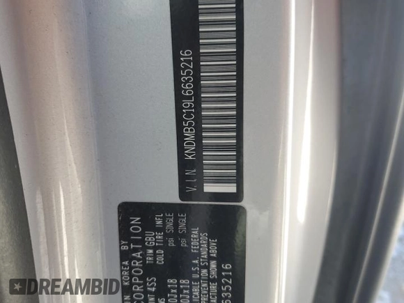 2020 Kia Sedona LX with VIN KNDMB5C19L6635216, listed as a Copart auction lot 69744734 with 0 mi miles and Salvage Title. Bid and sale history available at carsss.com. Image 13.
