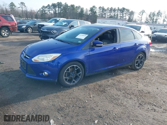2013 Ford Focus SE with VIN 1FADP3F25DL198429, listed as a IAAI auction lot 41136019 with 123,810 mi miles. Bid and sale history available at carsss.com. Image 2.