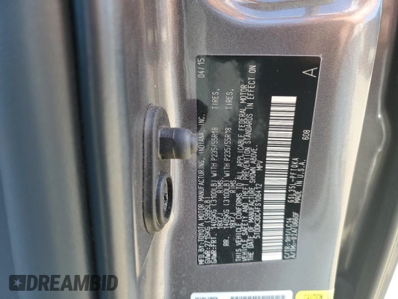 2015 Toyota Sienna Limited z VIN 5TDDK3DC4FS106412, wystawiony jako Copart lot #55531975 z przebiegiem 179 363 mil mil oraz Szkoda całkowita • Salvage title. Historia ofert i sprzedaży dostępna na DreamBid. Obrazek 13.