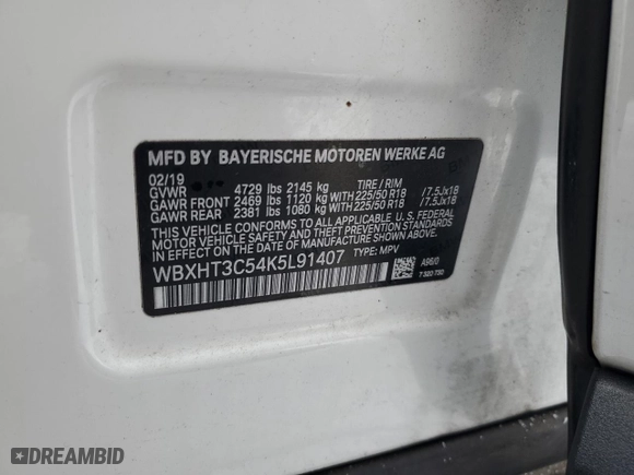 2019 BMW X1 xDrive28i with VIN WBXHT3C54K5L91407, listed as a Copart auction lot 84875904 with 97,304 mi miles and Salvage Title. Bid and sale history available at carsss.com. Image 15.