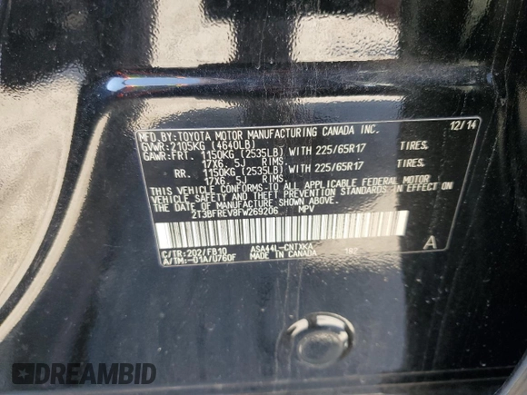 2015 Toyota RAV4 LE with VIN 2T3BFREV8FW269206, listed as a Copart auction lot 49075715 with 63,842 mi miles and Clean Title. Bid and sale history available at DreamBid. Image 13.