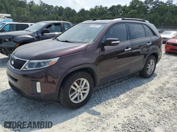 2015 Kia Sorento LX with VIN 5XYKTDA6XFG564185, listed as a Copart auction lot 62695875 with 119,509 mi miles and Clean title. Bid and sale history available at DreamBid. Image 1.