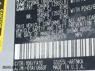 2015 Toyota Highlander LE with VIN 5TDBKRFH7FS153176, listed as a IAAI auction lot 41356261 with 119,502 mi miles. Bid and sale history available at carsss.com. Image 9.