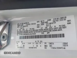 2014 Ford Escape SE с VIN 1FMCU9G93EUE41630, выставлен на аукционе IAAI как лот 42527438 с пробегом 82 508 миль миль и . История ставок и продаж доступна на DreamBid. Изображение 9.