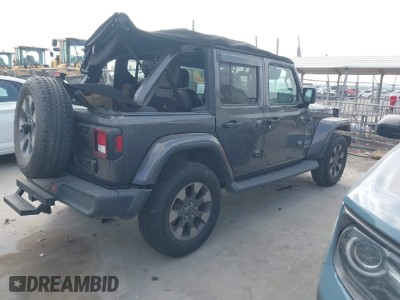 2018 Jeep Wrangler Unlimited Sahara z VIN 1C4HJXEG5JW194523, wystawiony jako IAAI lot #42056557 z przebiegiem 71 141 mil mil oraz . Historia ofert i sprzedaży dostępna na DreamBid. Obrazek 4.