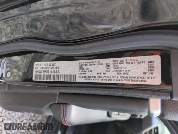 2022 Jeep Grand Cherokee Trailhawk with VIN 1C4RJHCG1N8574207, listed as a Copart auction lot 52789925 with 31,549 mi miles and Salvage title. Bid and sale history available at DreamBid. Image 13.