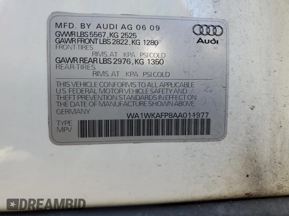 2010 Audi Q5 Prestige with VIN WA1WKAFP8AA011977, listed as a Copart auction lot 54874125 with 154,192 mi miles and Clean title. Bid and sale history available at DreamBid. Image 12.