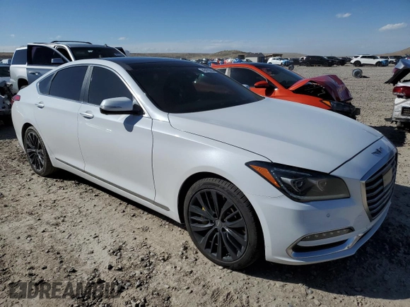 2018 Genesis G80 5.0L Ultimate with VIN KMHGN4JFXJU228703, listed as a Copart auction lot 49470565 with 95,585 mi miles and Salvage Title. Bid and sale history available at carsss.com. Image 4.