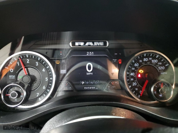 2021 Ram 1500 Big Horn with VIN 1C6SRFBT4MN721382, listed as a Copart auction lot 47394695 with 43,450 mi miles and Salvage Title. Bid and sale history available at carsss.com. Image 9.