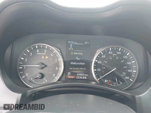 2020 Infiniti Q50 Luxe with VIN JN1EV7AP4LM200598, listed as a IAAI auction lot 41629830 with 69,882 mi miles and . Bid and sale history available at DreamBid. Image 7.