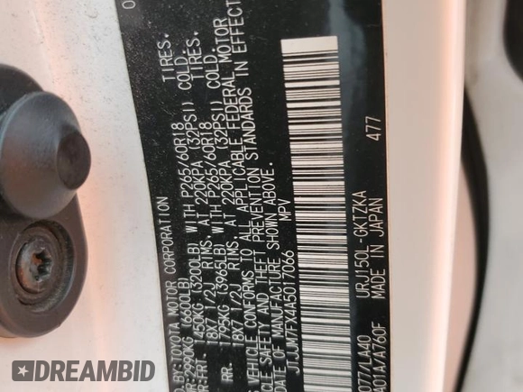 2010 Lexus GX 460 Premium with VIN JTJJM7FX4A5017066, listed as a Copart auction lot 49045265 with 247,536 mi miles and Clean title. Bid and sale history available at DreamBid. Image 13.
