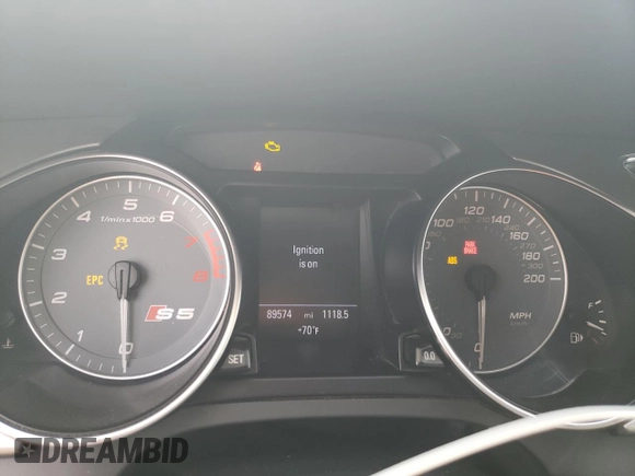 2008 Audi S5 with VIN WAURV78T18A010569, listed as a Copart auction lot 71275424 with 89,574 mi miles and Salvage Title. Bid and sale history available at carsss.com. Image 9.
