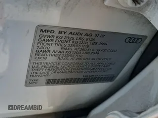 2023 Audi Q3 S line Premium with VIN WA1DECF37P1081194, listed as a IAAI auction lot 42796405 with 58,808 mi miles and . Bid and sale history available at DreamBid. Image 32.