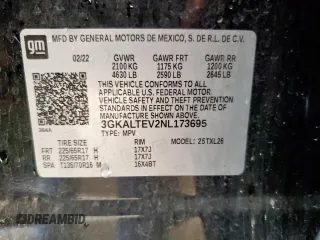 2022 GMC Terrain SLE z VIN 3GKALTEV2NL173695, wystawiony jako Copart lot #62925205 z przebiegiem 106 460 mil mil oraz Czysty tytuł • Clean title. Historia ofert i sprzedaży dostępna na DreamBid. Obrazek 12.