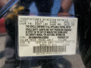2010 Nissan Sentra SR with VIN 3N1AB6AP8AL632653, listed as a Copart auction lot 62944355 with 215,984 mi miles and Salvage title. Bid and sale history available at DreamBid. Image 13.