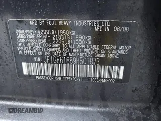 2009 Subaru Impreza i z VIN JF1GE61669H501873, wystawiony jako IAAI lot #42235692 z przebiegiem 199 512 mil mil oraz . Historia ofert i sprzedaży dostępna na DreamBid. Obrazek 9.