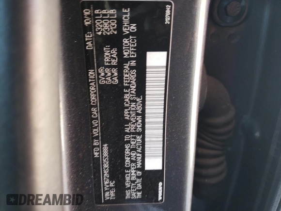2011 Volvo S40 с VIN YV1672MS3B2538884, выставлен на аукционе Copart как лот 43956635 с пробегом 201 814 миль миль и Списание • Salvage title. История ставок и продаж доступна на DreamBid. Изображение 12.