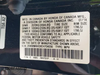 2014 Honda CR-V EX with VIN 2HKRM4H5XEH704056, listed as a IAAI auction lot 42119281 with 38,082 mi miles and . Bid and sale history available at carsss.com. Image 9.