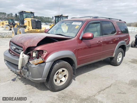 2003 Toyota Sequoia SR5 with VIN 5TDBT44A03S204583, listed as a Copart auction lot 49802095 with 220,613 mi miles and Salvage Title. Bid and sale history available at carsss.com. Image 1.